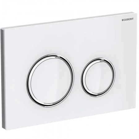 115.884.SI.1 Sigma50 round  Клавіша змиву, подвійний змив, біле скло (1 сорт) Geberit