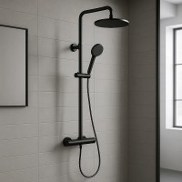 L10172 073 ELIOS Душова система з термостатом, верхнім та ручним душем зі шлангом, чорний мат (1 сор Bossini фото 1