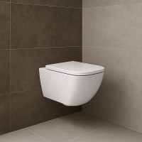 2030140 QUADRA Підвісний безобідковий унітаз з кришкою soft-close, білий глянець (1 сорт) Devit фото 3