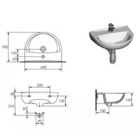 K08-263 PRESIDENT Раковина 45 ONE HOLE з отвором для змішувача (плівка) (1 сорт) MITO фото 3