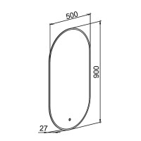 22781 Дзеркало Solar 50x90 см UNI sensor з підсвіткою овальне (1 сорт) Аква Родос фото 1