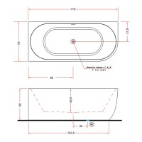 V057BL00SX CORA  Ванна асиметрична  із вбудованною панеллю, з д\к 170 x 75 x 52h, ліва,  білий гляне TREESSE фото 1