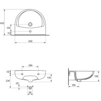 K08-101 PRESIDENT Раковина 55 з отвором для змішувача (картон) (1 сорт) MITO фото 3
