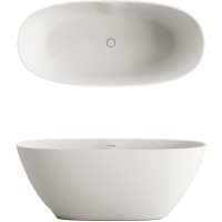 VAPERLS/00 Perla Ванна окремостояча 160*75 см з литого (штучного) каменю Silkstone, з інтегрованим с PAA фото 1