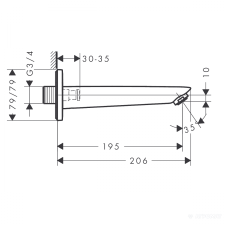 71410000 Logis Вилив д/ванни (1 сорт) HANSGROHE