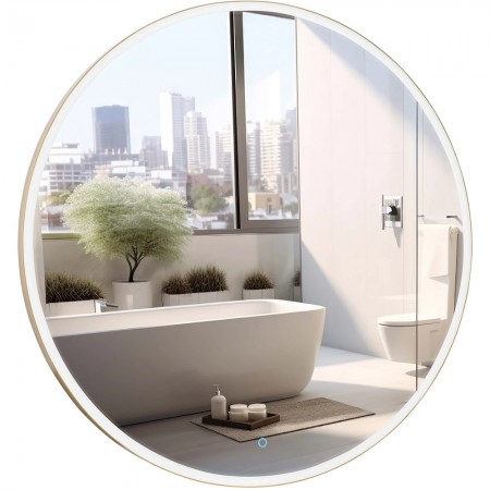 27426 Lorenzo Дзеркало 100 см з підсвіткою (сенсор), колір золотий (1 сорт) Аква Родос