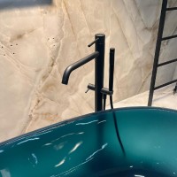 LIG 032 NO LIGHT Змішувач ванни з підлоги, з ручним душем, чорн.мат (1 сорт) Paffoni фото 3