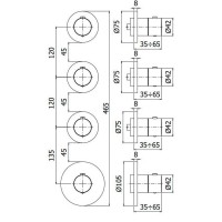 MDE019CR Paffoni modular box  Зовнішня частина до термостата на 3 вих, вертик./горизонт. установка,х Paffoni фото 4