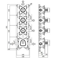 MDBOX019 modular box  Внутрішня частина до термостата на 3 виходи, вертикальна/горизонтальна установ Paffoni фото 3