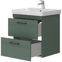 454060E Urbanis Тумба 60 см з раковиною та чорними ручками, смарагдова (1 сорт) Devit фото 2