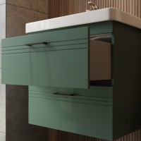 454060E Urbanis Тумба 60 см з раковиною та чорними ручками, смарагдова (1 сорт) Devit фото 12