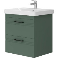 454060E Urbanis Тумба 60 см з раковиною та чорними ручками, смарагдова (1 сорт) Devit фото 1