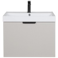 32215 Тумба Fabio (кашемір) з умивальником Fabio 60 см (консольна) ручка чорна (1 сорт) Аква Родос фото 3