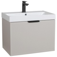 32215 Тумба Fabio (кашемір) з умивальником Fabio 60 см (консольна) ручка чорна (1 сорт) Аква Родос фото 1