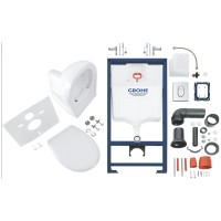 39418000 SOLIDO Комплект 5-в-1 Унітаз підвісний безобідковий з кришкою Soft close + інсталяція Rapid Grohe фото 3