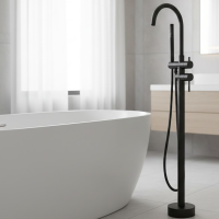 550538B Flow Змішувач для ванни з підлоги, чорний матовий (1 сорт) Devit фото 2