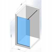 DSN90200B Style New Душове огородження Walk-In 900x2000, чорний мат (1 сорт) Devit фото 1