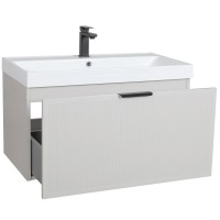 32217 Тумба Fabio (кашемір) з умивальником Fabio 80 см (консольна) ручка чорна (1 сорт) Аква Родос фото 4