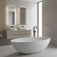 18080130U Ванна ART штучний камінь з сифоном 179,8x85 см, білий глянець (1 сорт) Devit фото 2