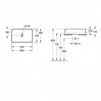 4A205601 COLLARO Раковина 56 см на стільницю, біла (1 сорт) VILLEROY  BOCH фото 1