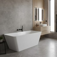 VAQUA/00 QUADRO Ванна окремостояча 159х70 см з литого (штучного) каменю, з інтегрованим сифоном, кол PAA фото 6