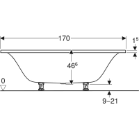 554.123.01.1 Ванна акрилова прямокутна Tawa Duo 170х75см, slim rim, з ніжками, центр.злив, колір біл Geberit фото 3