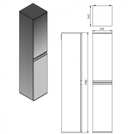 753170W FRAME Пенал 170см білий глянець (1 сорт) Primera