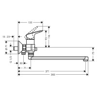 71402000 Logis Змішувач д/ванни, з довгим виливом (1 сорт) HANSGROHE фото 2