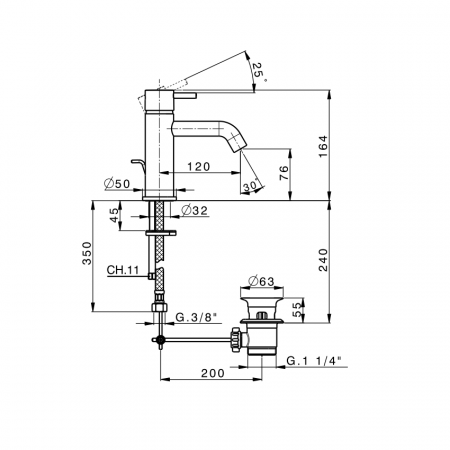 15011140B ART Змішувач д/раковини, чорний матовий (1 сорт) Devit