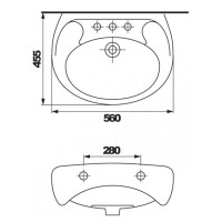 K07-028-EX1 EKO Раковина 2000 55 з отвором для змішувача, білий глянець (плівка) (1 сорт) MITO фото 1