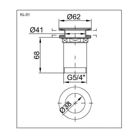 KL-01 донний клапан з переливом, click/clack, з малою накладкою, хром глянець (1 сорт) Styron