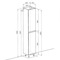 20600 Пенал Uno 35 см R/L, білий глянець (1 сорт) Аква Родос фото 1