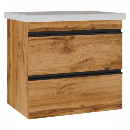 753065O FRAME Тумба натуральний дуб 65см з раковиною та сифоном (1 сорт) Devit