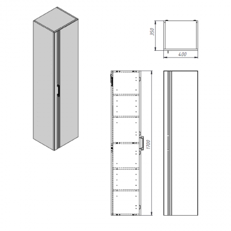 454170W Urbanis Пенал універсальний 170 см з чорними ручками, білий (1 сорт) Devit
