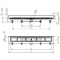 CH 750 KN 3 Душовий канал 750 мм з матовою решіткою Класік та Під плитку, нержавіюча сталь, вертикал MCH фото 1