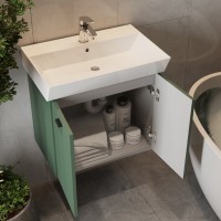 484060E Flow Тумба 60 з умивальником та ручками, смарагдовий матовий (1 сорт) Devit фото 7