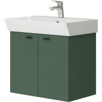 484060E Flow Тумба 60 з умивальником та ручками, смарагдовий матовий (1 сорт) Devit фото 1
