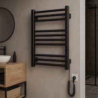 6.1.0400.06.BM Рушникосушка ел. HF Derby 570х430 чорний мат, в комплекті з прих.підкл (1 сорт) Hygge Family фото 7