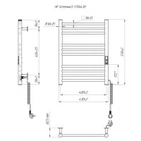 6.1.0300.06.BM Рушникосушка ел. HF Greenwich 570x430 чорний мат, в комплекті з прих.підкл (1 сорт) Hygge Family фото 2