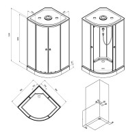 W94C-401-100MT X-Joy кабіна душова  100x100, 1/4 кола,  профіль мат.хром, скло прозоре (1 сорт) AM.PM фото 2