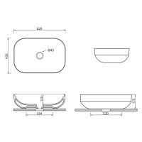 LVP2  POOL 2 раковина на стільницю без перелива 62х42, біла глянцева (1 сорт) SDR фото 2