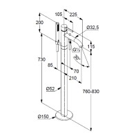 385900576 KLUDI BOZZ Змішувач ванни з ручним душем, окремостоячий, хром (1 сорт) Kludi фото 1