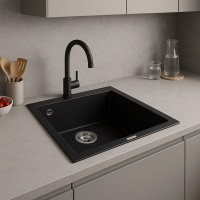 5050 GALAX  Кухонна мийка гранітна 500*500, чорна матова (1 сорт) Valeso фото 6