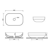 MWLVP2  POOL 2 раковина на стільницю без перелива 62х42, в кольорі panna (білий матовий) (1 сорт) SDR фото 2