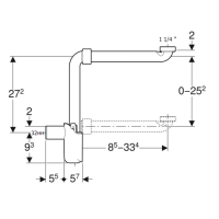 151.116.11.1 сифон для раковини, горизонтальний випуск d32мм, G1 1/4, білий (1 сорт) Geberit промо фото 1