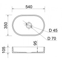 Умивальник BESTE колір чорний, 540x350 без отв. для змішувача та переливу (1 сорт) ADAMANT фото 3