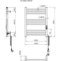 6.1.0100.06.BM Рушникосушка ел. HF London 570х430 чорний мат, в комплекті з прих.підкл (1 сорт) Hygge Family фото 4