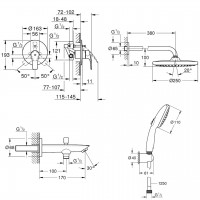 UA26415SC11  Eurosmart  Комплект для душу вбудованого монтажу Tempesta 250, 3 споживачі, хром, 4 пак Grohe фото 5