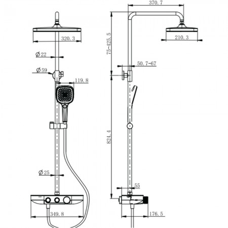 5050503 STYLE  Душова система з термостатом д/душу, хром (1 сорт) Devit