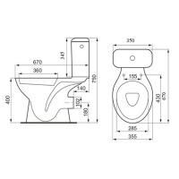 K100-416 Компакт PRESIDENT 679 EW 010 3/6 з поліпропіленовим сидінням, горизонтальний випуск, бокови MITO фото 1